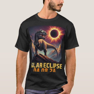 Boys T Rex Dinosaur Astronaut Total Solar Eclipse T-Shirt