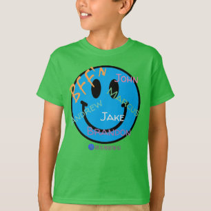 Boy's T-Shirt Smile Face BFF Blue Emoji