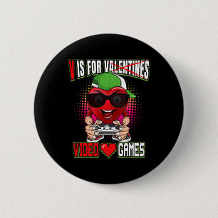 Boys Teen Valentines Day V Is For Video Games Gami 6 Cm Round Badge