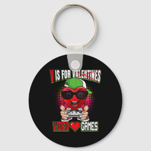 Boys Teen Valentines Day V Is For Video Games Gami Key Ring