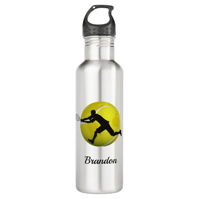 Boys Tennis Planet Ball & Player His Name Kids   710 Ml Water Bottle (Front)