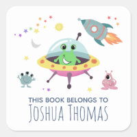 Boys "This Book Belongs" Space Alien Bookplate