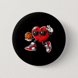 Boys Toddler Cute Heart Playing Basketball Valenti 6 Cm Round Badge