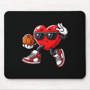 Boys Toddler Cute Heart Playing Basketball Valenti Mouse Pad