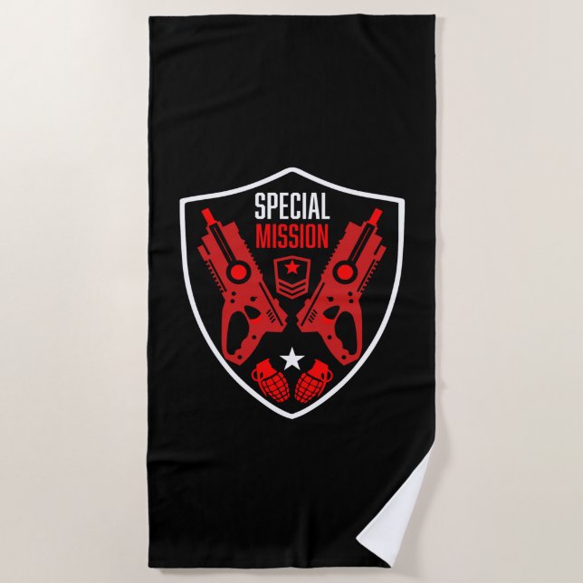 Boys Toy Dart Gun Battle Beach Towel (Front)