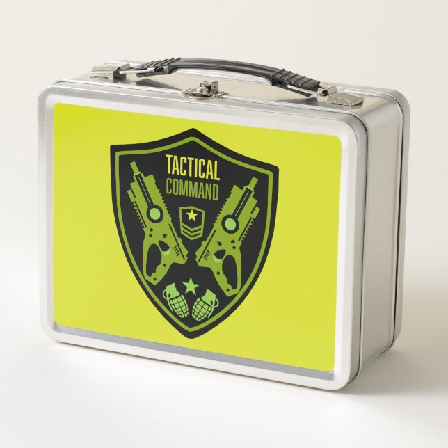 Boys Toy Dart Gun Battle Metal Lunch Box (Front)