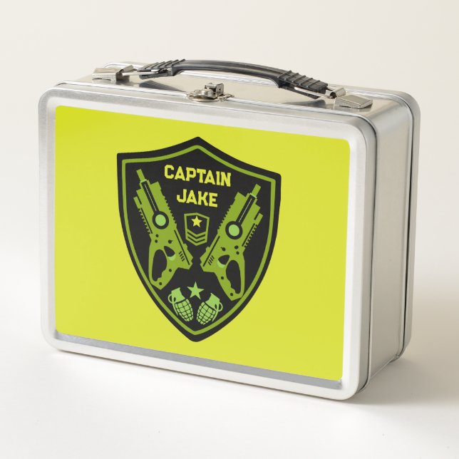 Boys Toy Dart Gun Battle Metal Lunch Box (Front)