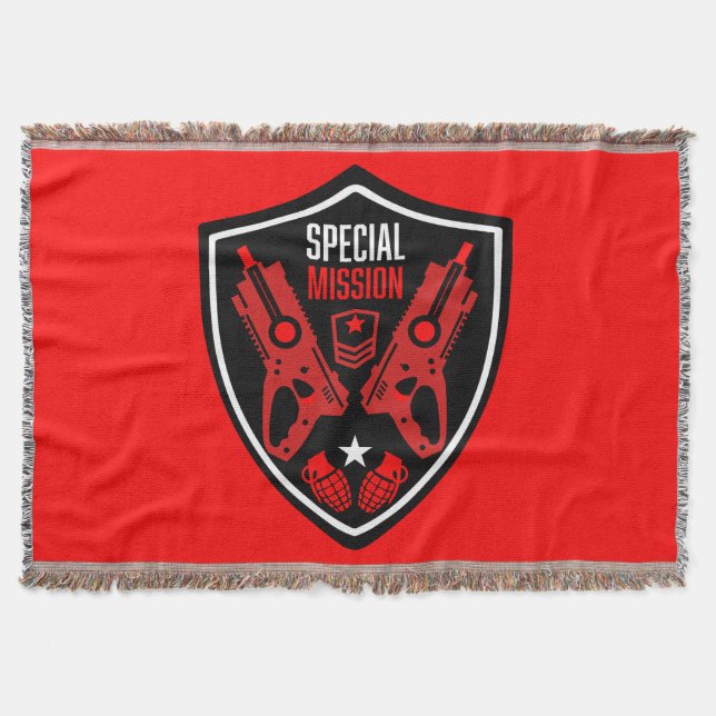 Boys Toy Dart Gun Battle Throw Blanket (Front)