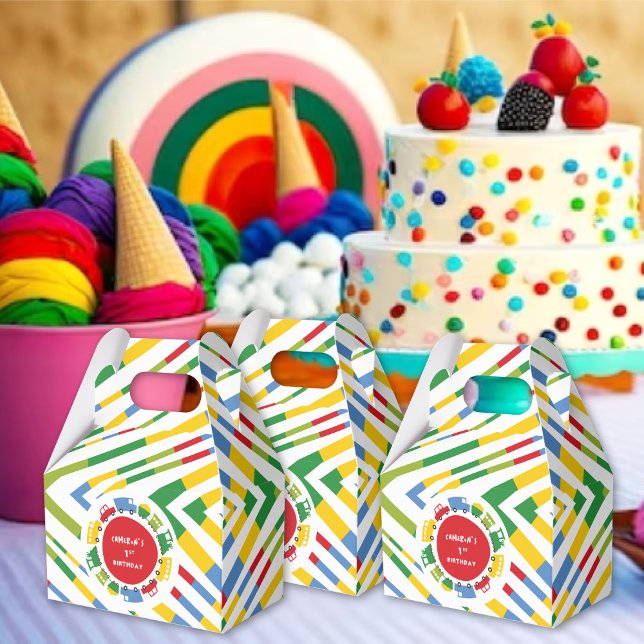 Boys Toys Colourful Fun Transport Birthday Party Favour Box (Boys Toys Colorful Fun Transport Kid's Birthday Party Favor Boxes @ fat_fa_tin / fatfatin_mini_me)