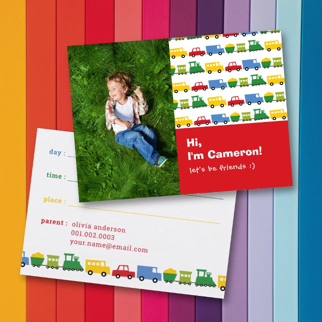 Boys Toys Colourful Transport Kid's Photo Play Dat Calling Card (Creator Uploaded)