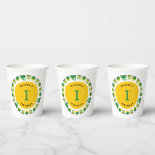 Boy's Toys Green Choo Trains Kid's Birthday Party Paper Cups