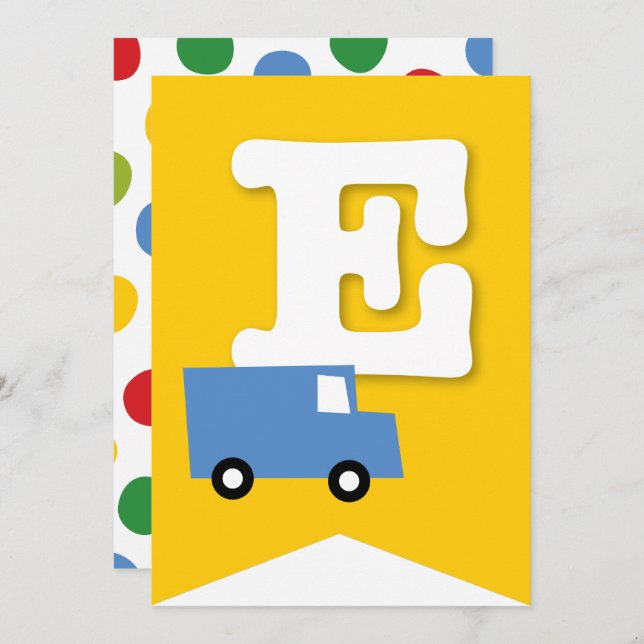 Boys Toys Kid's Birthday Party DIY Bunting Banner Invitation (Front/Back)