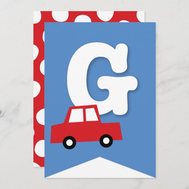 Boys Toys Kid's Birthday Party DIY Bunting Banner Invitation (Front/Back)