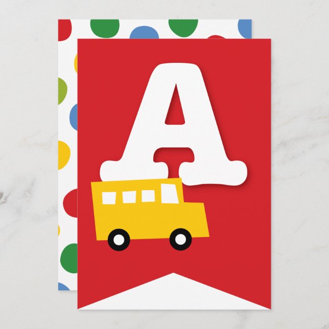 Boys Toys Kid's Birthday Party DIY Bunting Banner Invitation (Front/Back)