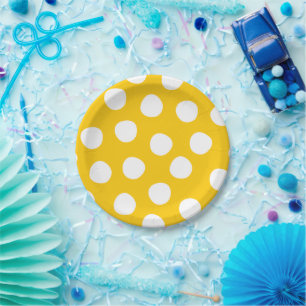 Boys Toys Kids Birthday Party Polka Dots On Yellow Paper Plate