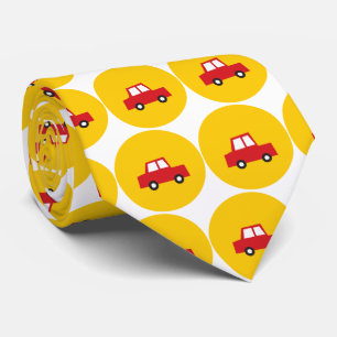 Boy's Toys Red Car Yellow Dots Fun Gift Tie