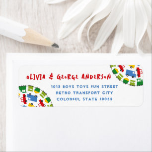 Boys Toys Transport Car Bus Truck Train Address Return Address Label