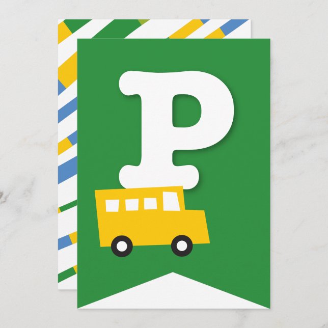 Boys Toys Transport Happy Birthday Party Banner Invitation (Front/Back)