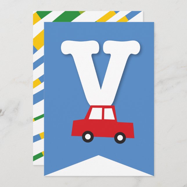 Boys Toys Transport Happy Birthday Party Banner Invitation (Front/Back)