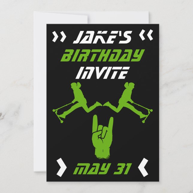 Boys Trick Scooter Birthday  Invitation (Front)
