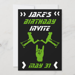 Boys Trick Scooter Birthday  Invitation