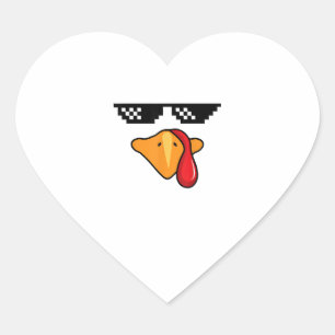 Boys Turkey Face Thanksgiving Coolest Glasses for Heart Sticker