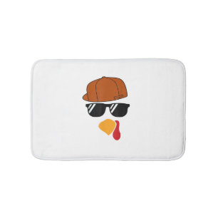 Boys Turkey Face Thanksgiving Trucker Hat Glasses  Bath Mat