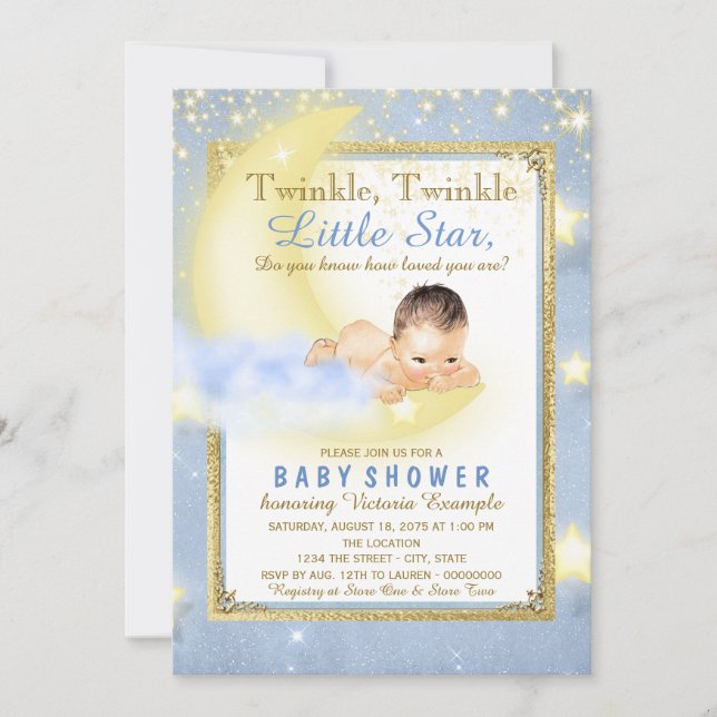 Boys Twinkle Twinkle Little Star Baby Shower Invitation (Front)