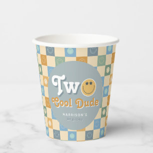 Boys Two Cool Dude Smile 2nd Birthday Paper Cups