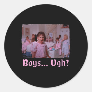 Boys... Ugh! – Funny Valentines Day Shirt Pullover Classic Round Sticker