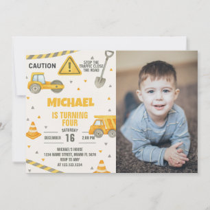 Boys Under Construction Birthday Invitation