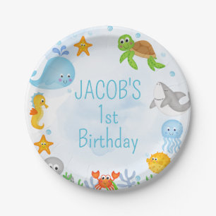 Boys Under the Sea Oneder The Sea 1st Birthday  Paper Plate