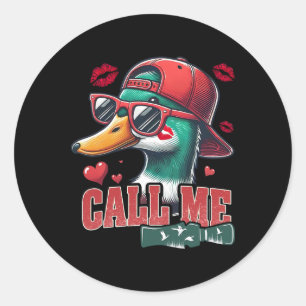 Boys Valentines Call Me Duck Hunting Kid Cute Cool Classic Round Sticker