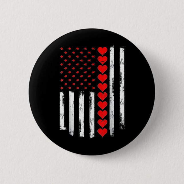 Boys Valentines Day American Flag Hearts  6 Cm Round Badge (Front)