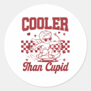 Boys Valentines Day Cooler Than Cupid Skateboardin Classic Round Sticker