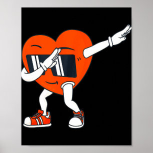 Boys Valentines Day Dabbing Heart Funny Boys Poster