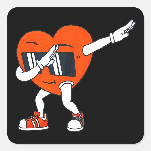 Boys Valentines Day Dabbing Heart Funny Boys Square Sticker (Front)