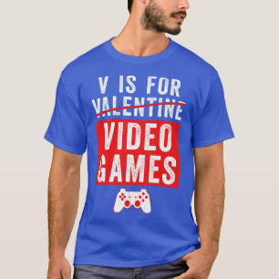 Boys Valentines Day Design for V is for Video Game T-Shirt