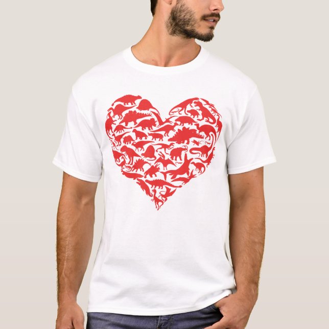 Boys Valentines Day   Dinosaur Heart Kids Dino Gif T-Shirt (Front)