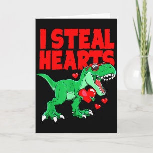 Boys Valentines Day Dinosaur I Steal Hearts Card