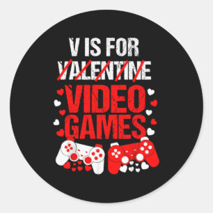 Boys Valentines Day Gaming Shirt Kids Valentines D Classic Round Sticker