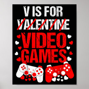 Boys Valentines Day Gaming Shirt Kids Valentines D Poster