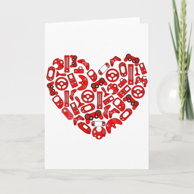 Boys Valentines Day Gaming Video Gamer Controller  Card (Front)