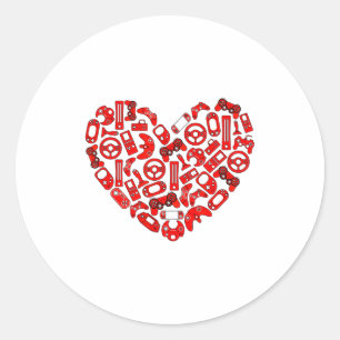 Boys Valentines Day Gaming Video Gamer Controller Classic Round Sticker