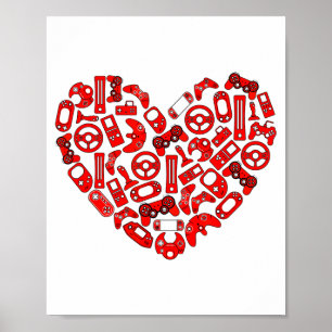 Boys Valentines Day Gaming Video Gamer Controller  Poster