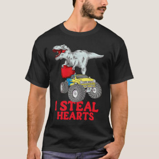 Boys Valentines Day Kids Dinosaur rex  I Steal Hea T-Shirt