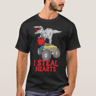 Boys Valentines Day Kids Dinosaur rex I Steal Hear T-Shirt