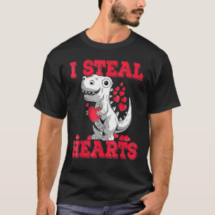 Boys Valentines Day Kids Dinosaur Rex Lover I Stea T-Shirt