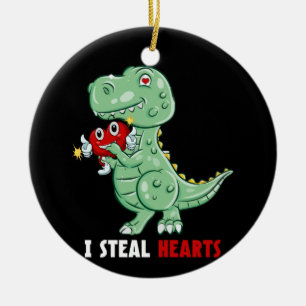 Boys Valentines Day Kids Dinosaur T rex Lover Ceramic Ornament
