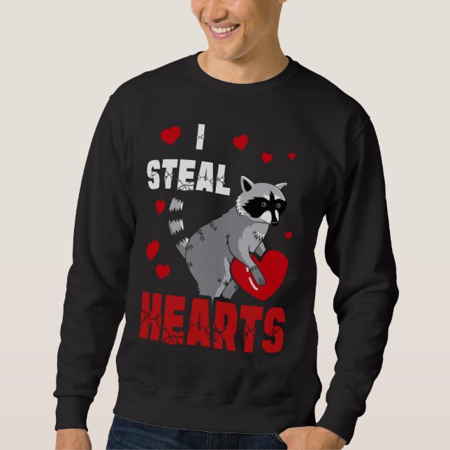 Boys Valentines Day Kids Racoon Lover I Steal Hea Sweatshirt (Front)